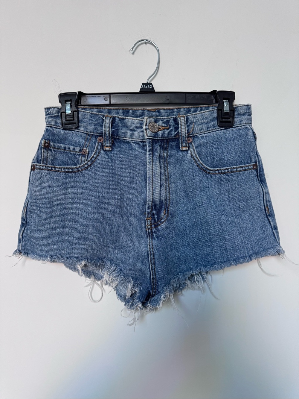 BDG High-Waist Raw Hem Denim Shorts (100% cotton)